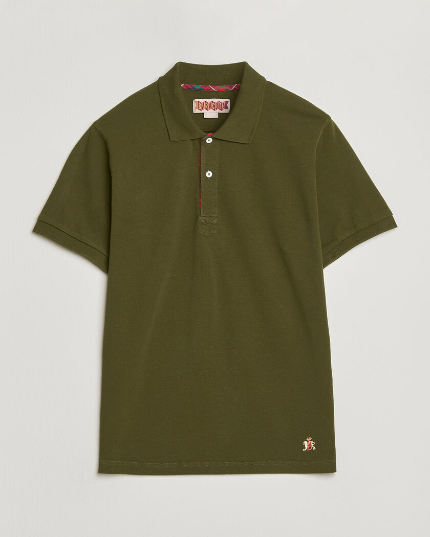 Baracuta Tartan Placket Piquet Polo Beech – Grøn