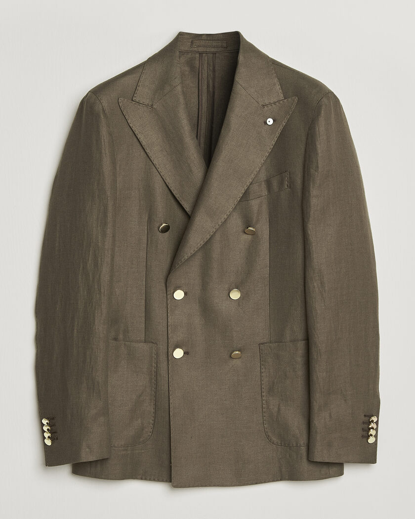 L.B.M. 1911 Tom Regular DB Linen Blazer Olive – Grøn