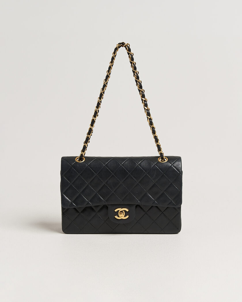 Chanel Pre-Owned Classic Medium Double Flap Bag Lambskin Black – Sort
