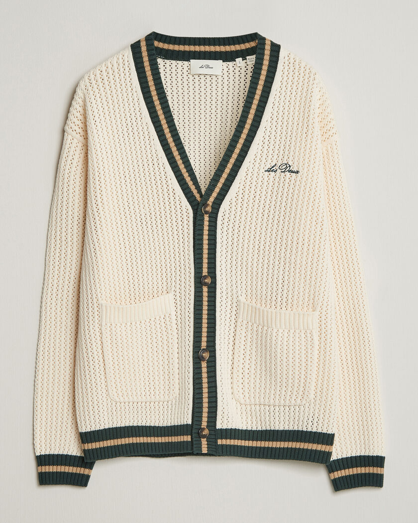LES DEUX Lace Knitted Cardigan Eggnog White – Hvid