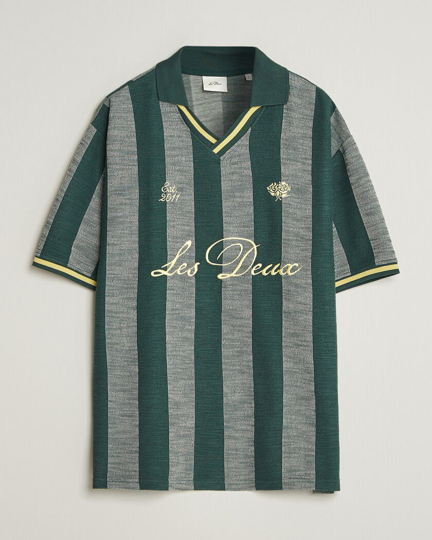 LES DEUX Stripe Jacquard Football Jersey Pine Green – Grøn
