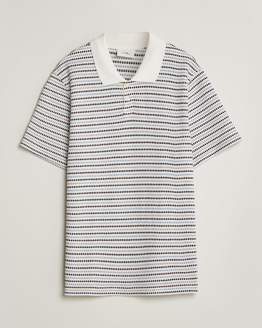 LES DEUX Knitted Stripe Polo Eggnog White – Flerfarvet