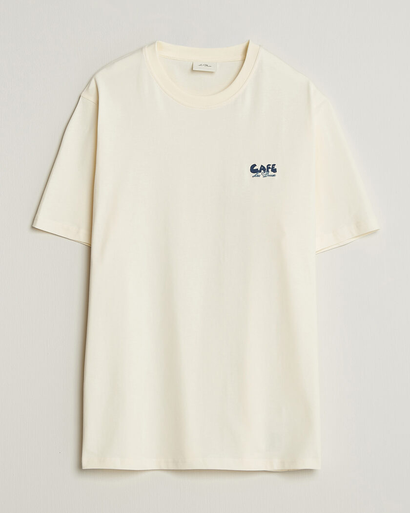 LES DEUX Café Backprint T-Shirt Light Ivory – Hvid