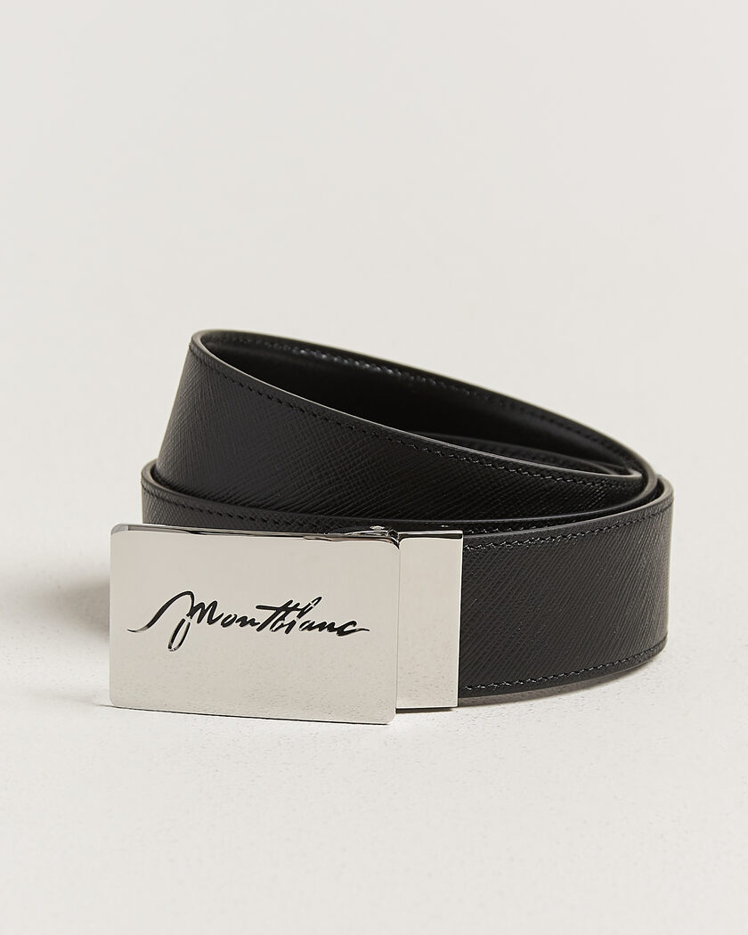 Montblanc 35mm Reversible Sartorial/Calf Logo Belt Black – Sort