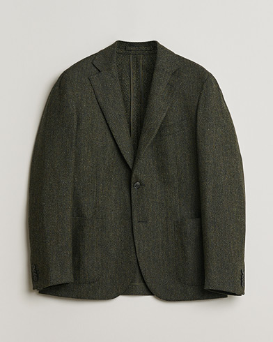Pre-owned L.B.M. 1911 Herringbone Wool Blazer Green 52 – Grøn