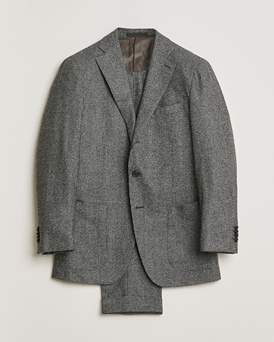 Caruso Houndstooth Wool Suit Grey 50 – Grå