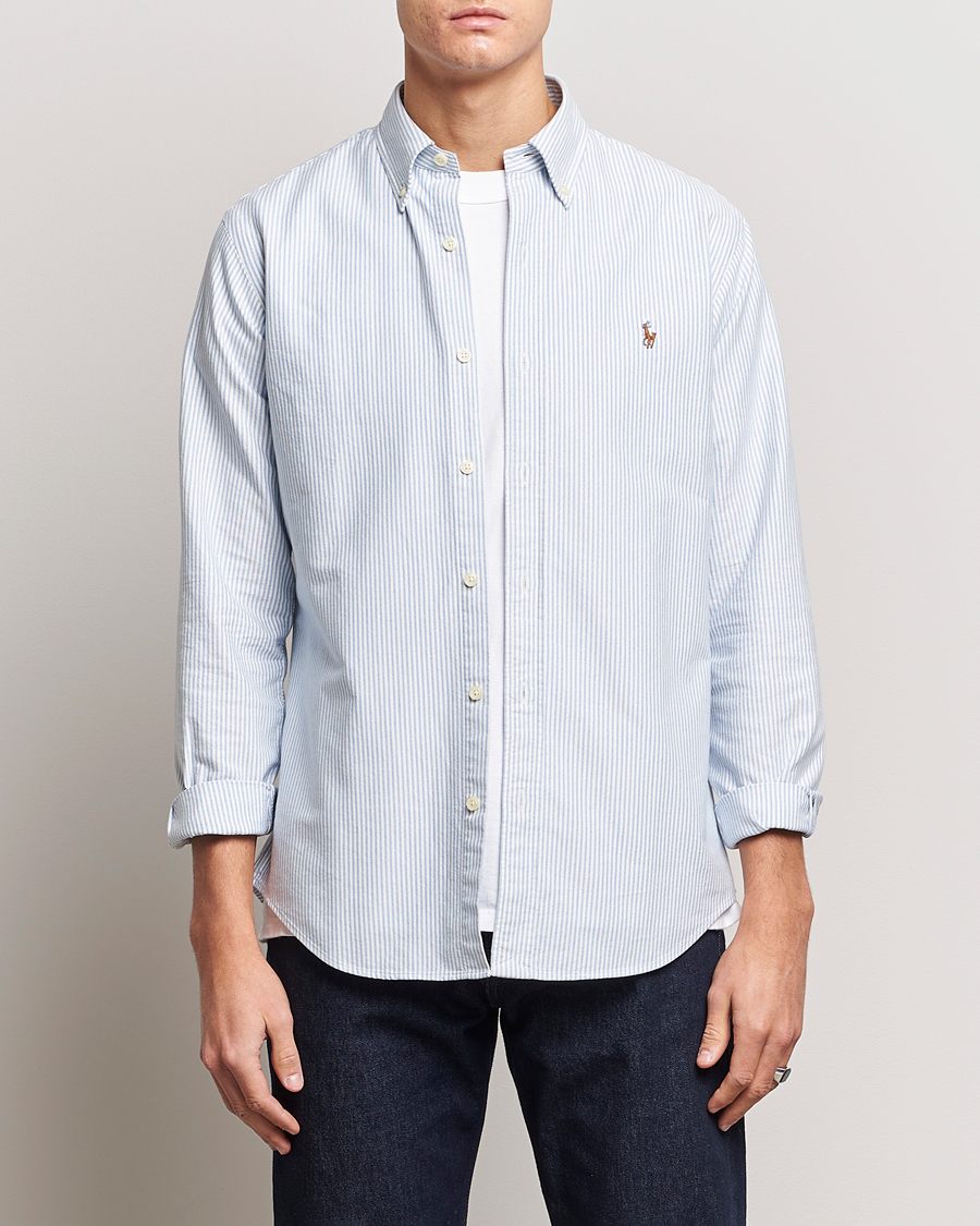 Herre |  | Polo Ralph Lauren | Custom Fit Oxford Shirt Stripes Blue