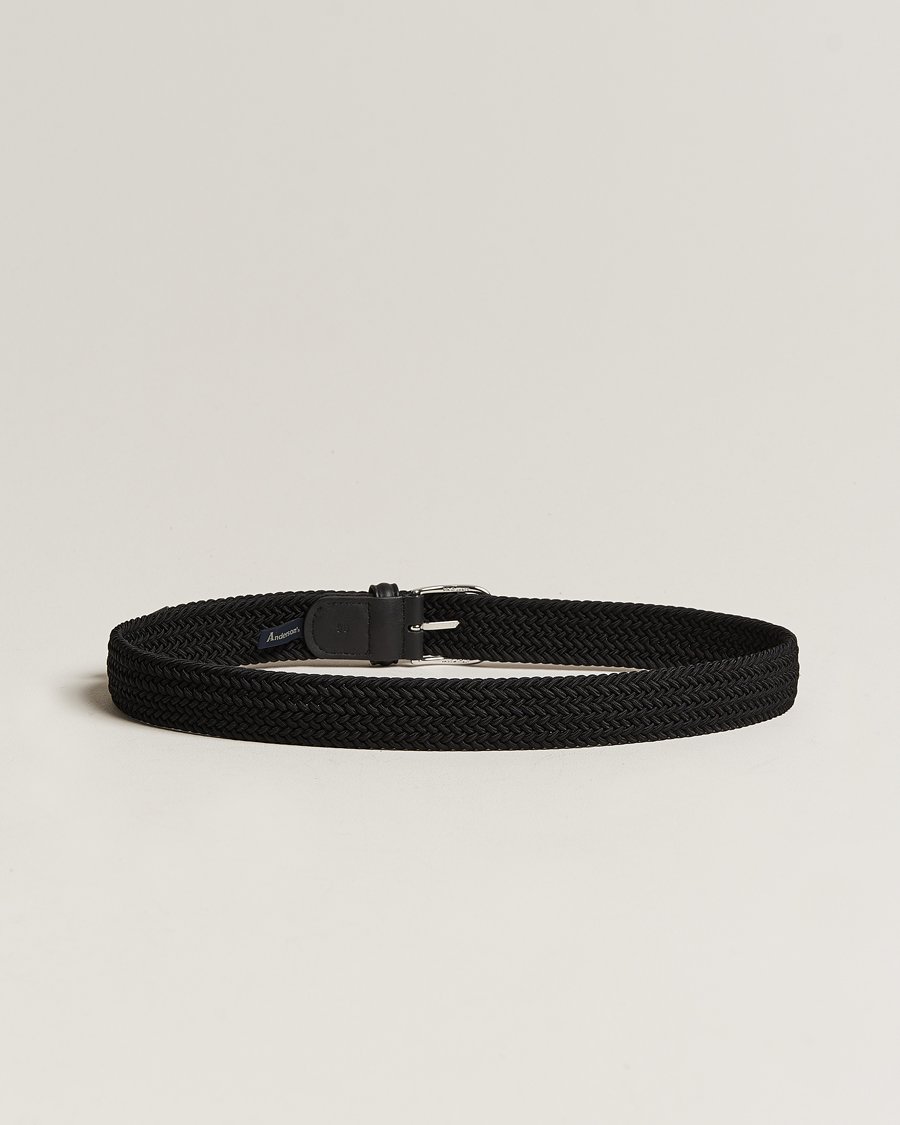 Herre | Bælter | Anderson's | Stretch Woven 3,5 cm Belt Black