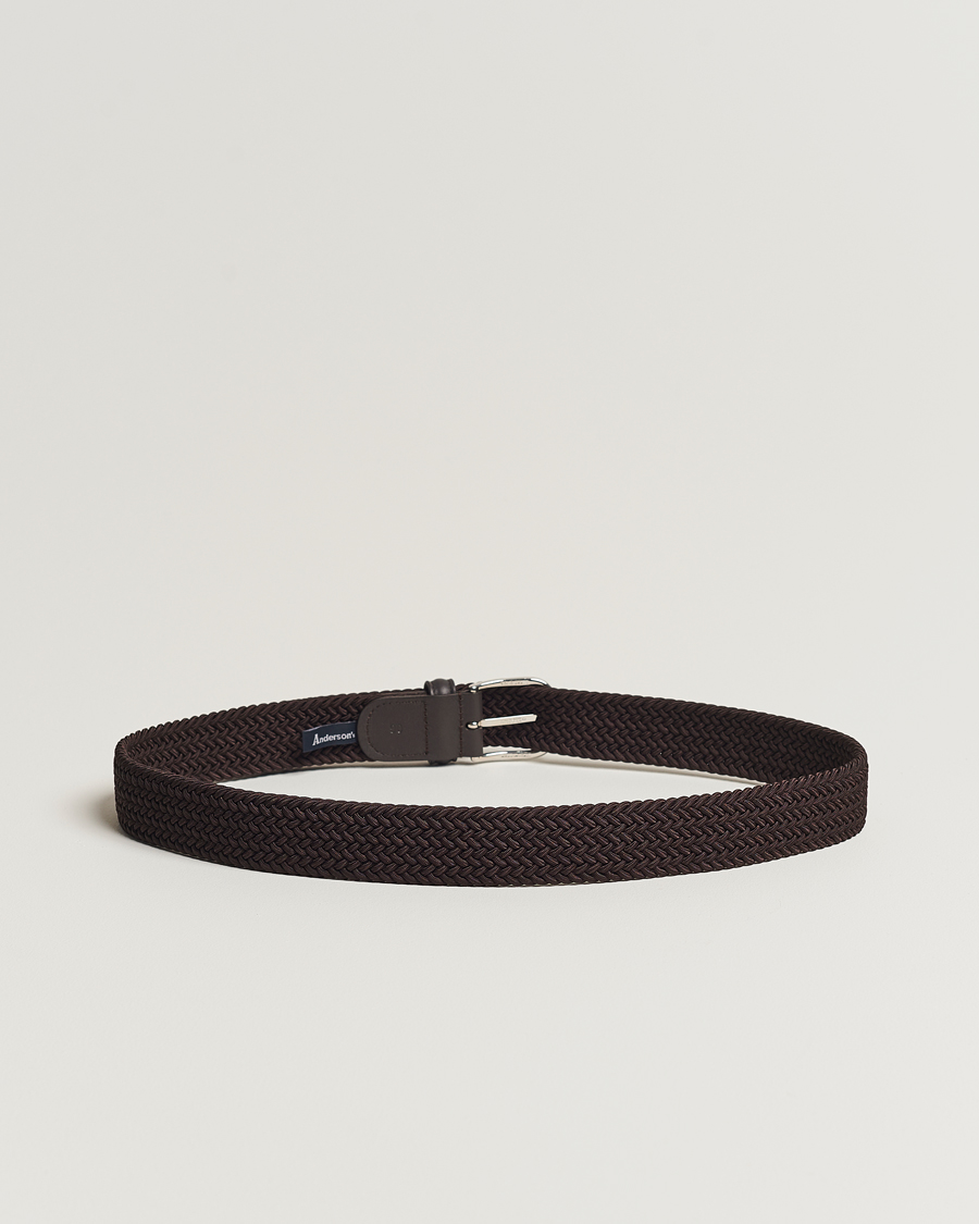 Herre | Tilbehør | Anderson's | Stretch Woven 3,5 cm Belt Brown