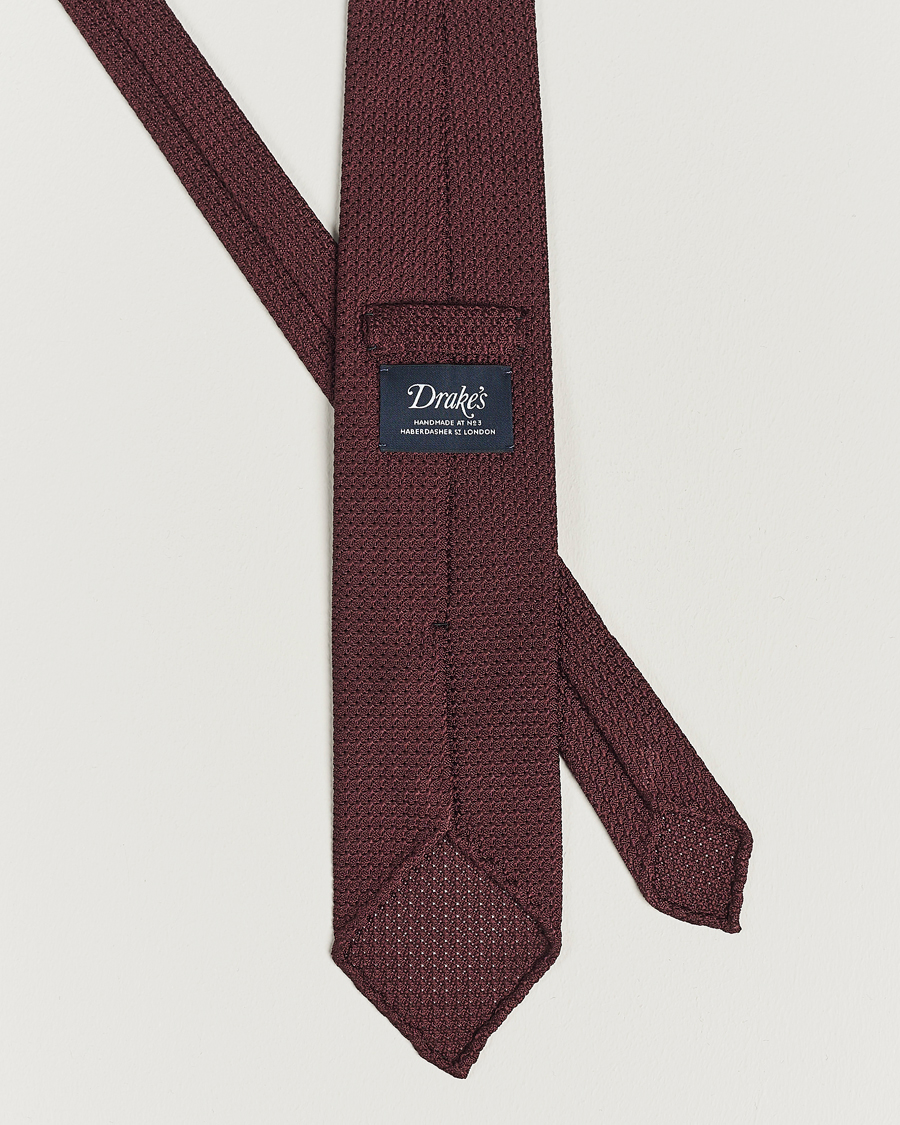 Herre | Tilbehør | Drake\'s | Silk Grenadine Handrolled 8 cm Tie Wine Red
