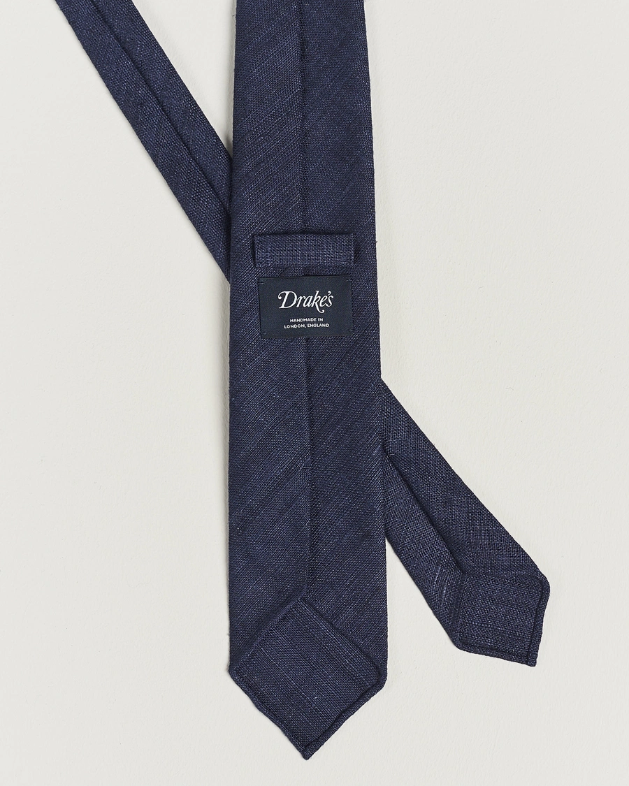 Herre | Tilbehør | Drake\'s | Tussah Silk Handrolled 8 cm Tie Navy