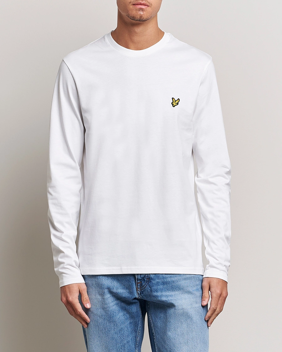 Herre | Tøj | Lyle & Scott | Plain Long Sleeve Cotton T-Shirt White