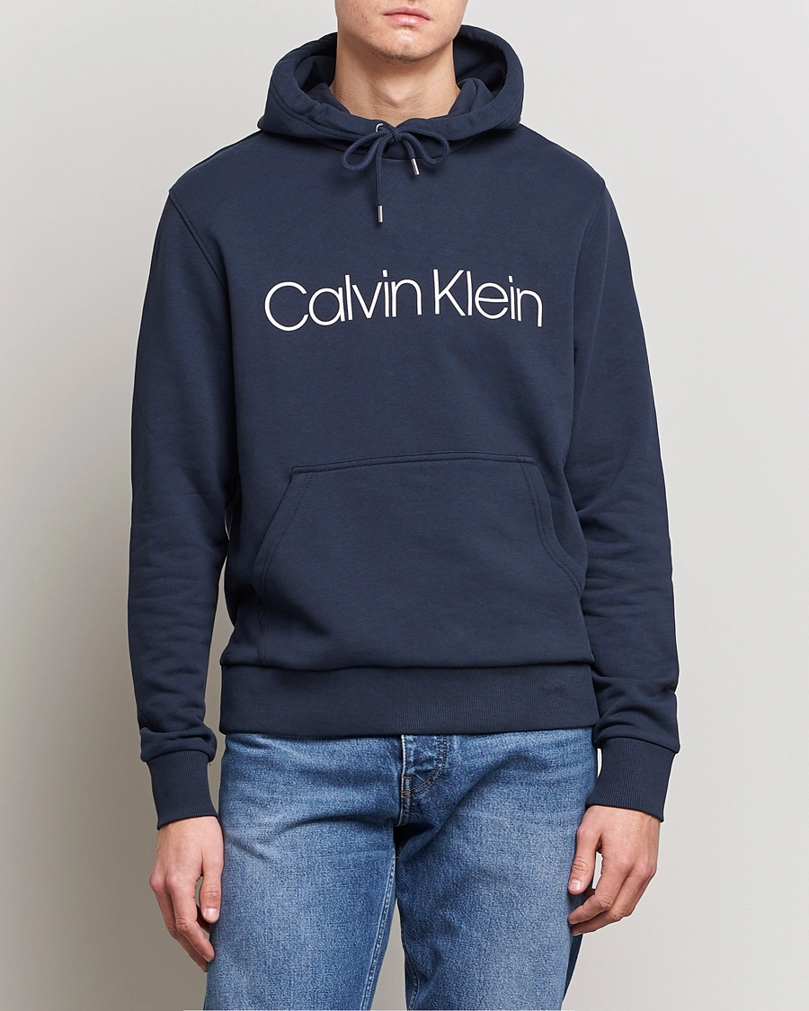Herre |  | Calvin Klein | Front Logo Hoodie Navy