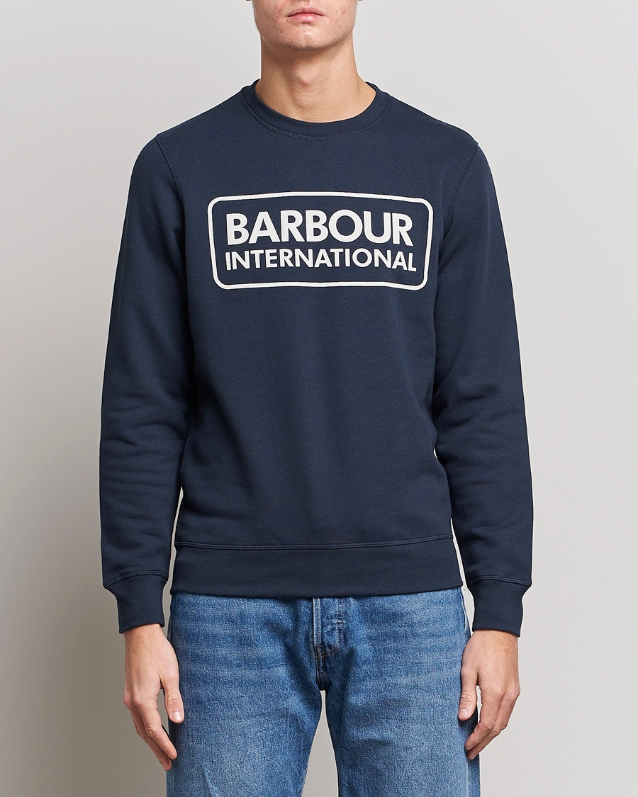 Herre | Tøj | Barbour International | Large Logo Sweatshirt Navy