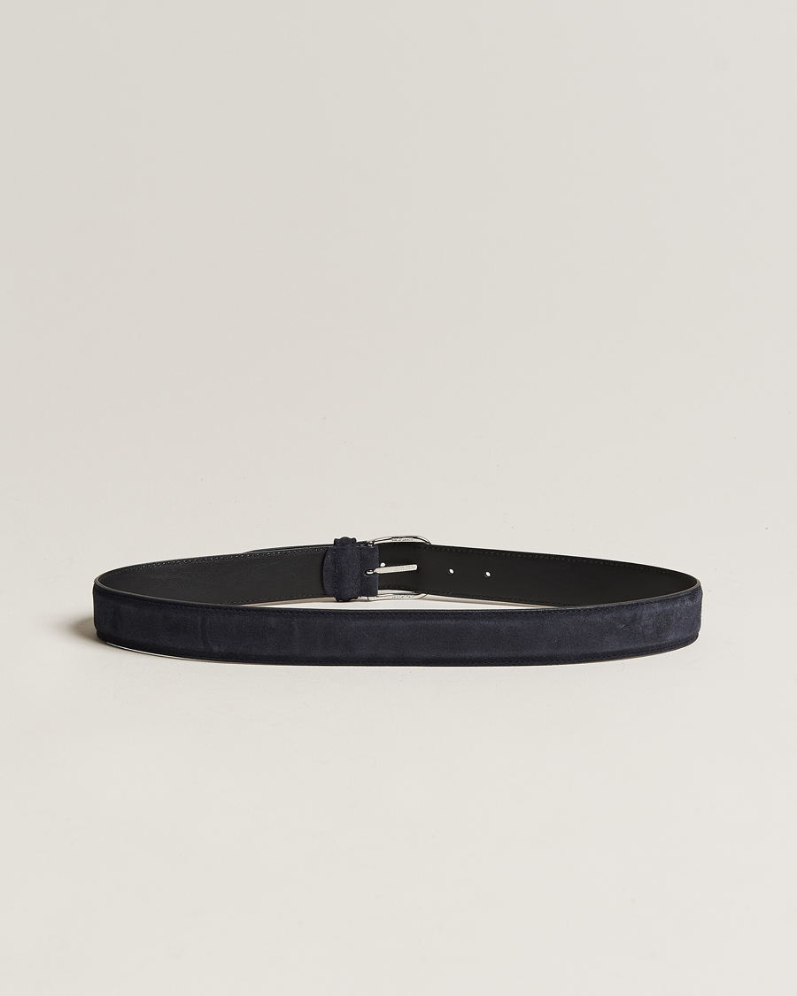 Herre |  | Anderson\'s | Suede 3,5 cm Belt Navy