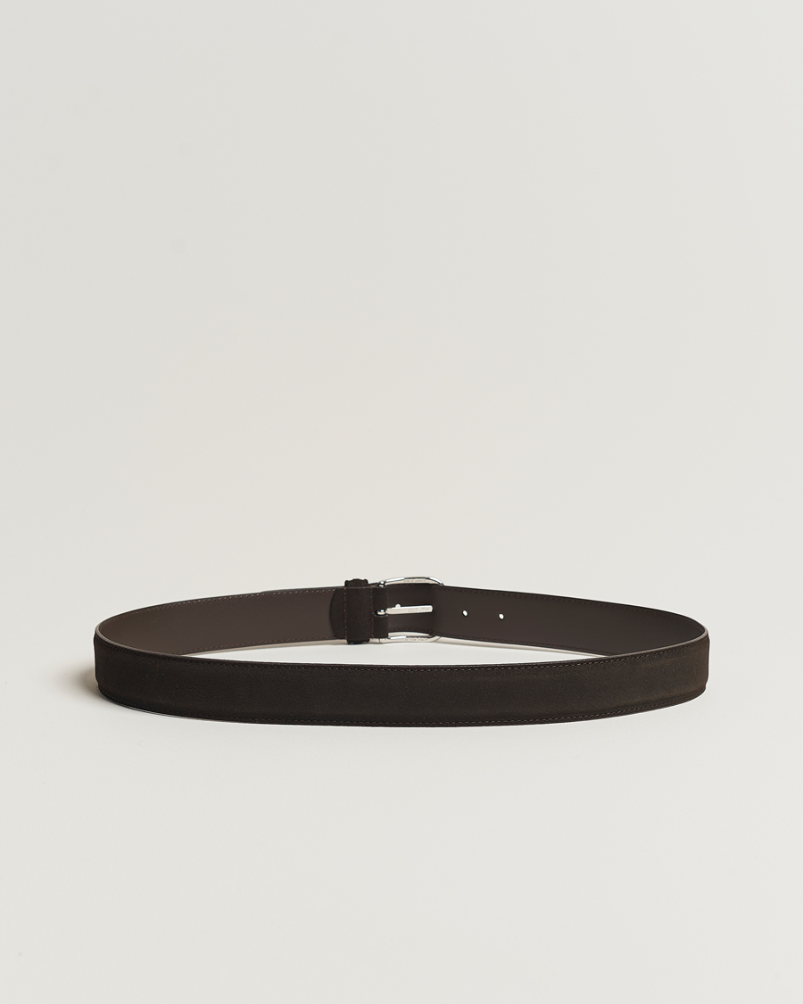 Herre | Tilbehør | Anderson's | Suede 3,5 cm Belt Dark Brown