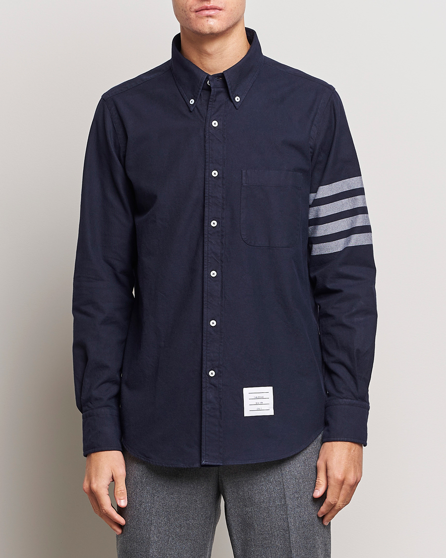 Herre |  | Thom Browne | 4 Bar Flannel Shirt Navy