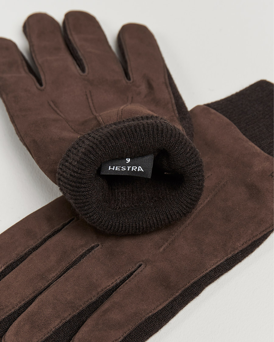 Herre | Handsker | Hestra | Geoffery Suede Wool Tricot Glove Espresso