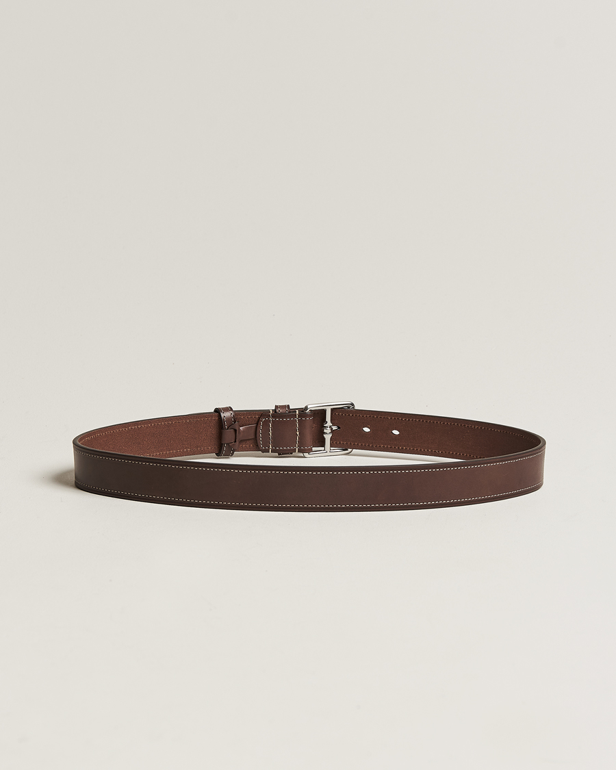 Herre | Tøj til bryllup | Anderson\'s | Bridle Stiched 3,5 cm Leather Belt Brown