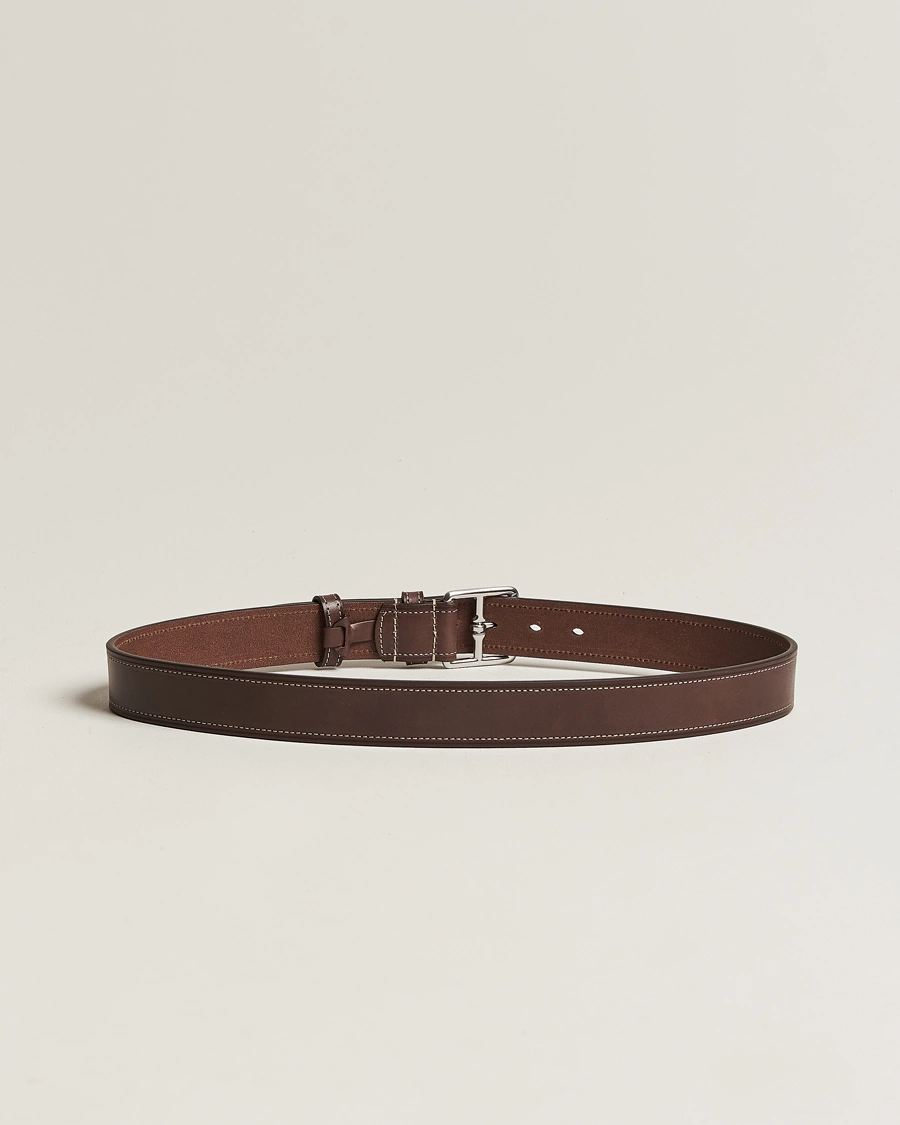 Herre | Bælter | Anderson's | Bridle Stiched 3,5 cm Leather Belt Brown