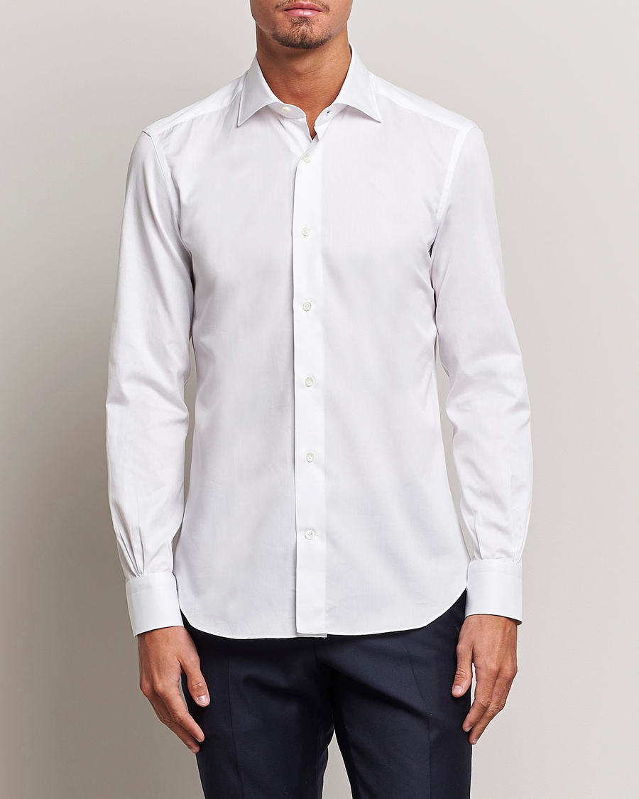 Herre | Italian Department | Mazzarelli | Soft Cotton Cut Away Shirt White