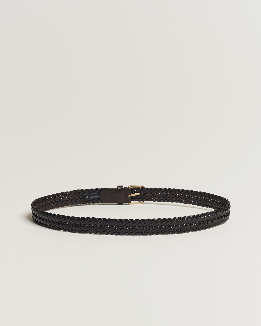 Herre | Bælter | Anderson's | Woven Leather Belt 3 cm Dark Brown