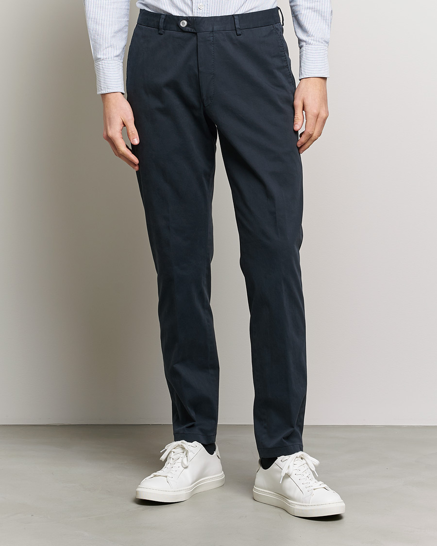 Herre | Business & Beyond | Oscar Jacobson | Denz Casual Cotton Trousers Navy