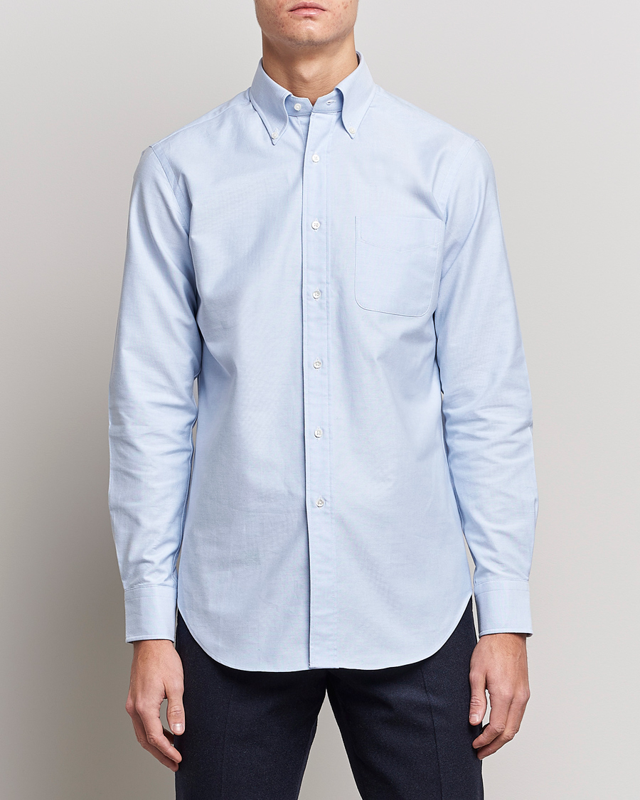 Herre | Tøj | Kamakura Shirts | Slim Fit Oxford BD Shirt Light Blue