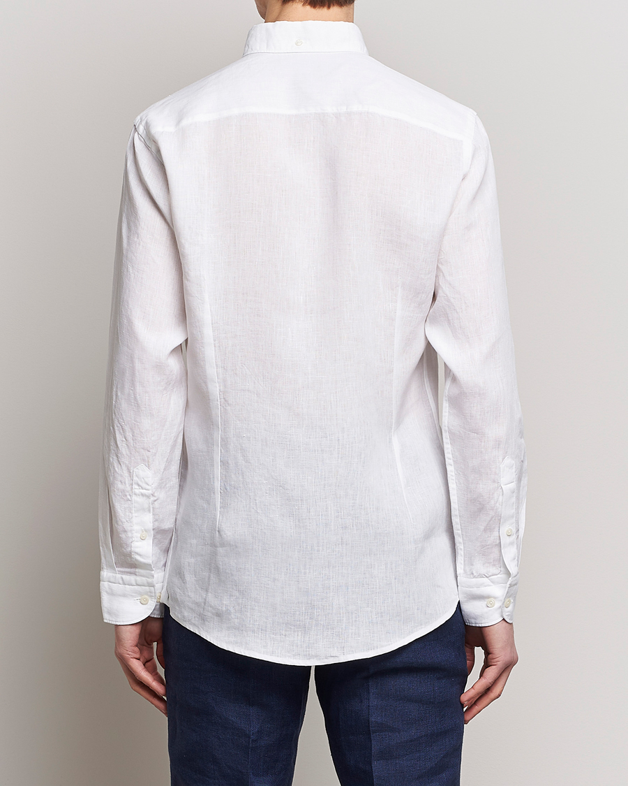 Herre | Skjorter | Eton | Slim Fit Linen Button Down Shirt White
