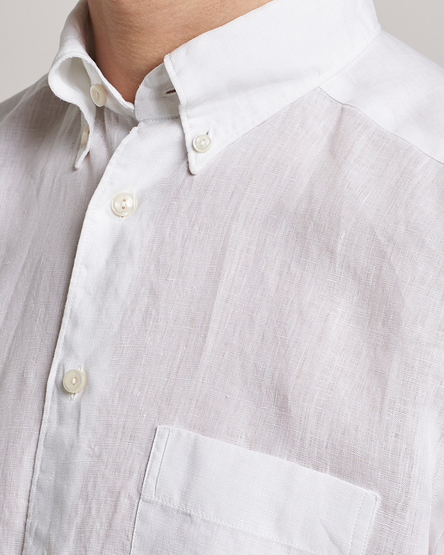 Herre | Skjorter | Eton | Slim Fit Linen Button Down Shirt White