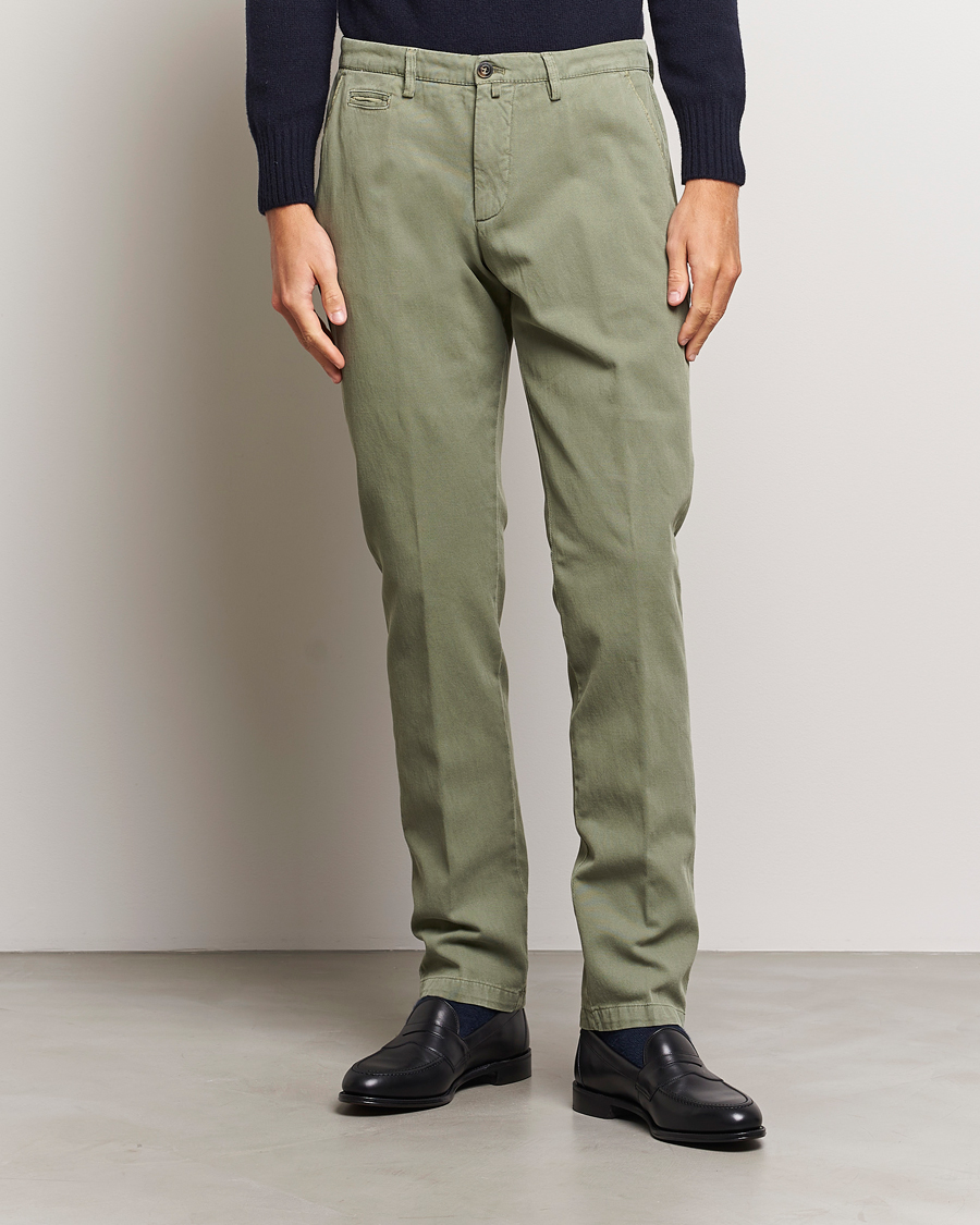 Herre | Briglia 1949 | Briglia 1949 | Slim Fit Diagonal Cotton Stretch Trousers Olive