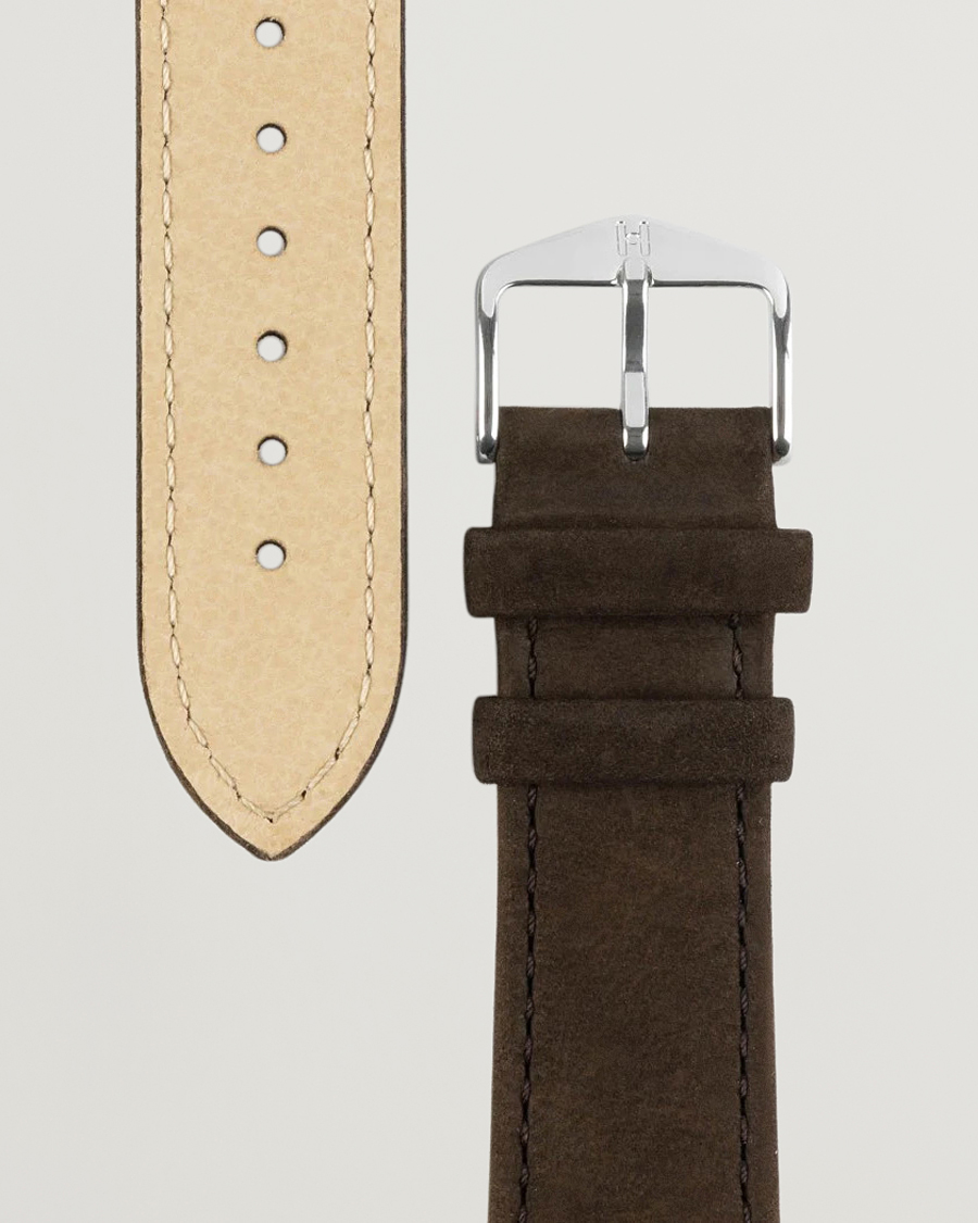 Herre | Urremme | HIRSCH | Osiris Calf Leather Nubuck Effect Watch Strap Brown