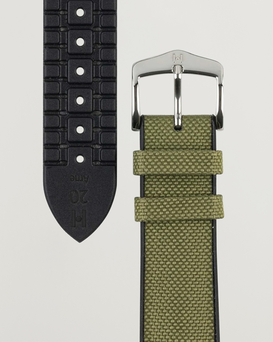 Herre |  | HIRSCH | Arne Sailcloth Effect Performance Watch Strap Olive