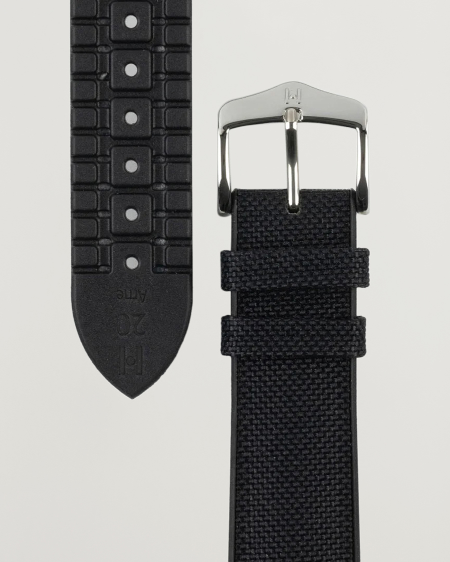 Herre | Urremme | HIRSCH | Arne Sailcloth Effect Performance Watch Strap Black