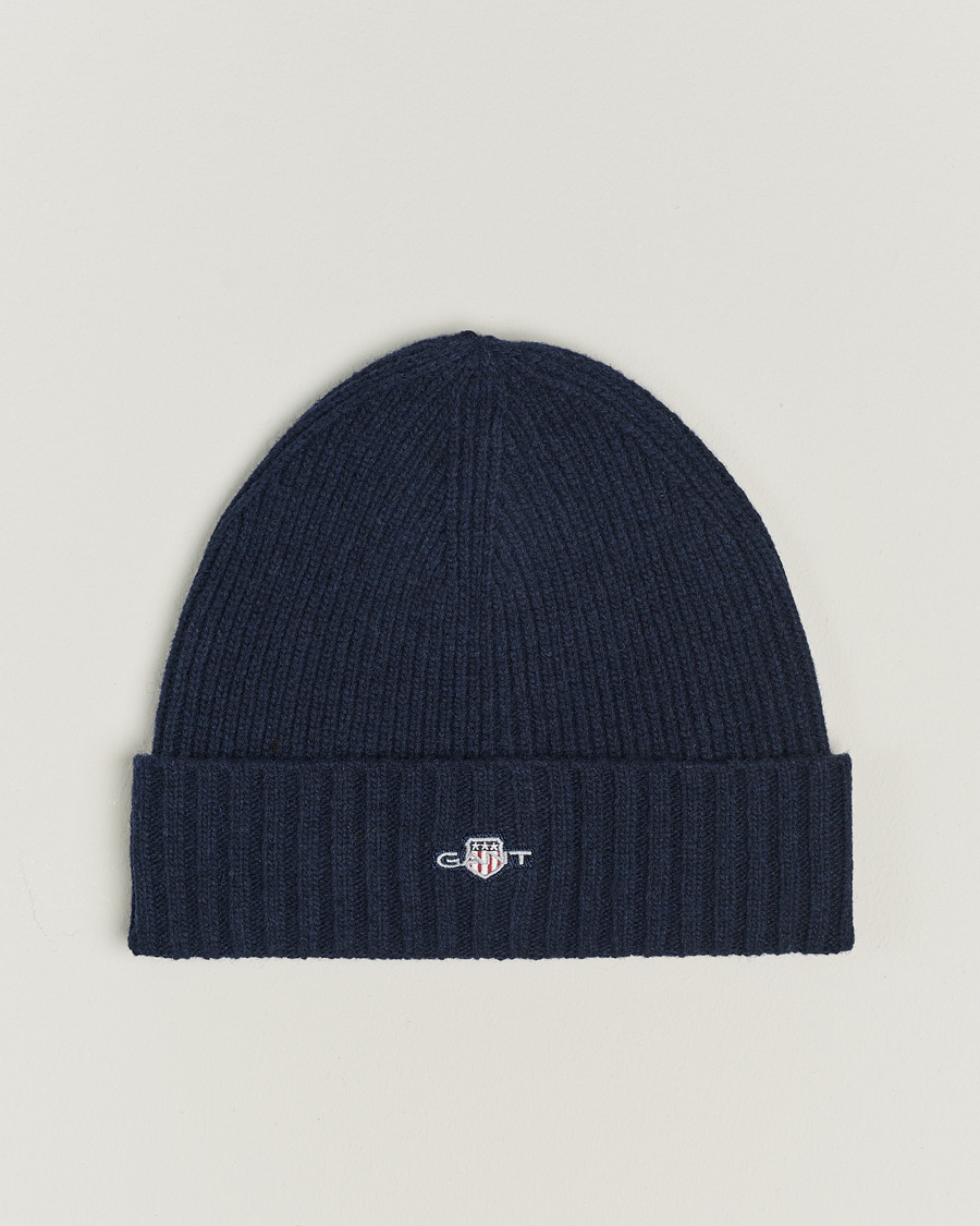 Herre | Huer | GANT | Wool Lined Beanie Marine