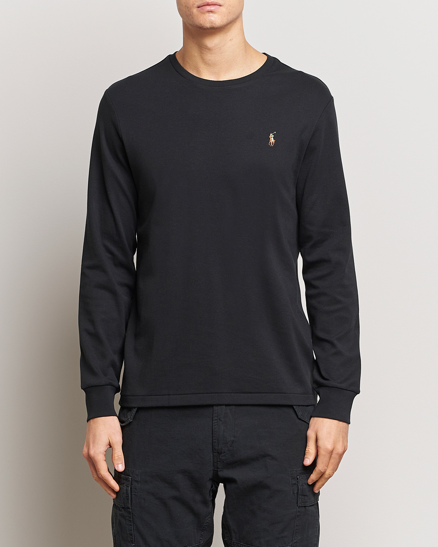 Herre | Polo Ralph Lauren | Polo Ralph Lauren | Luxury Pima Cotton Long Sleeve T-Shirt Black