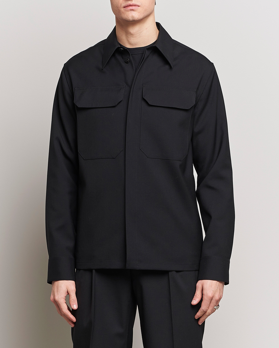 Herre | Shirt Jackets | Jil Sander | Double Pocket Overshirt Black