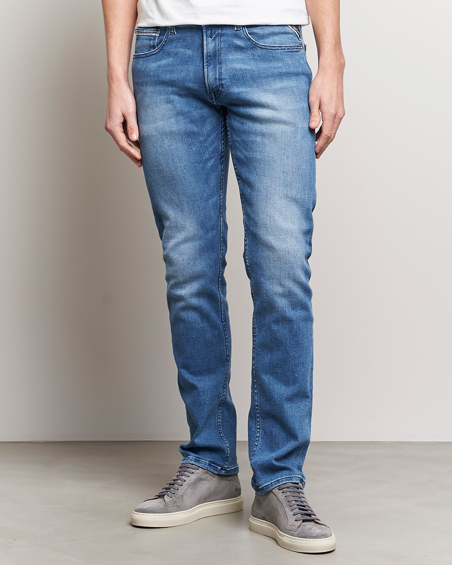 Herre | Tøj | Replay | Grover Straight Fit Powerstretch Jeans Medium Blue
