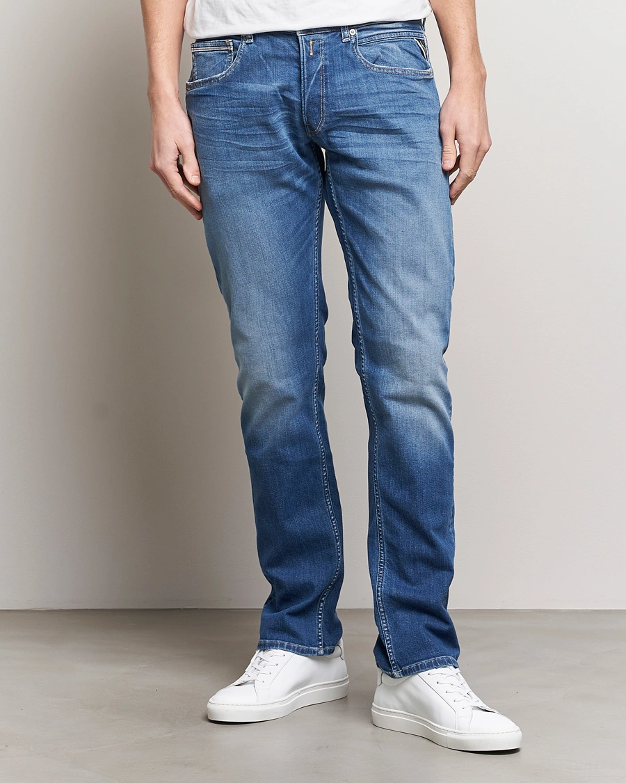 Herre | Tøj | Replay | Grover Straight Fit Stretch Jeans Medium Blue