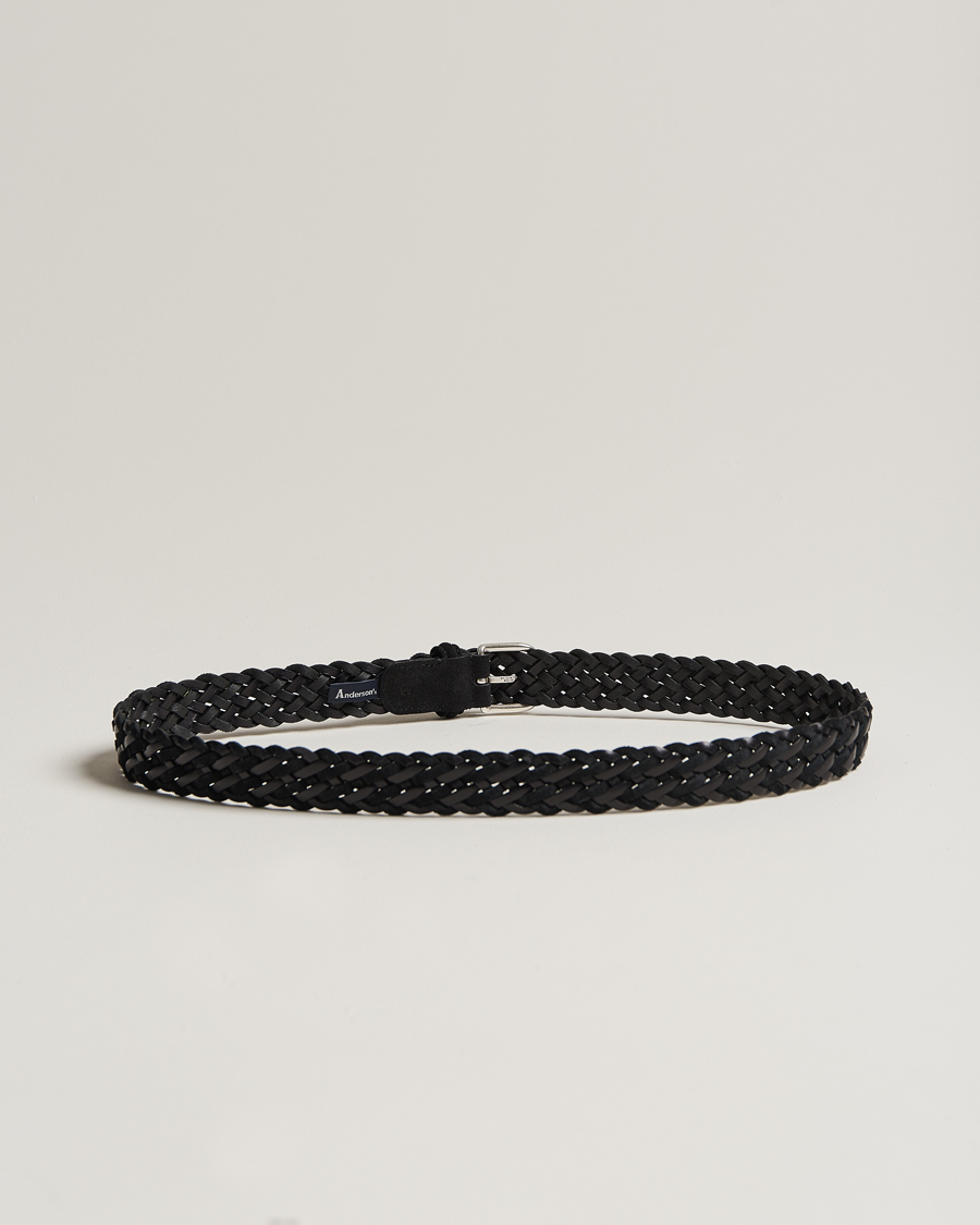 Herre | Bælter | Anderson's | Woven Suede/Leather Belt 3 cm Black