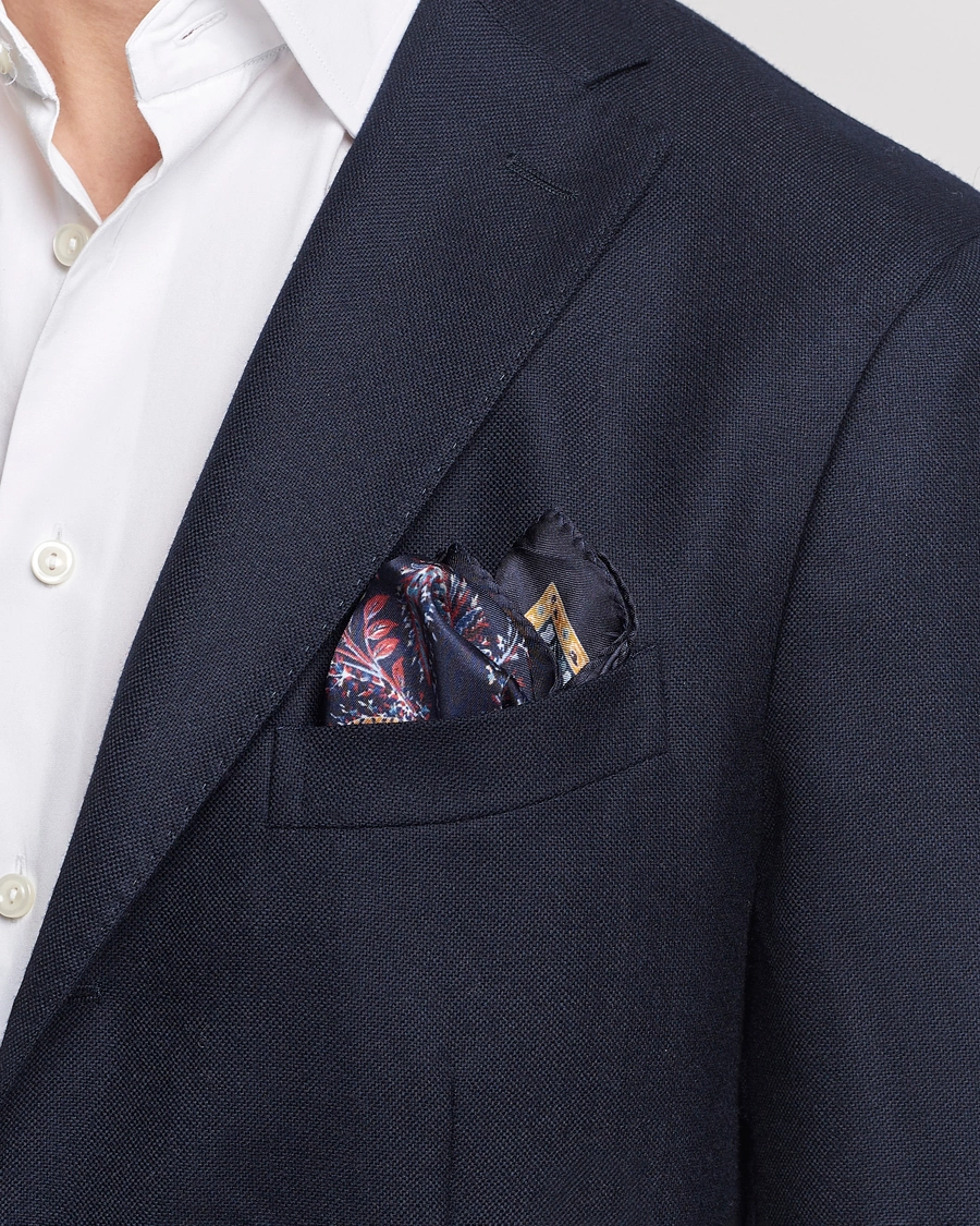 Herre | Luxury Brands | Etro | Printed Silk Pocket Square Navy