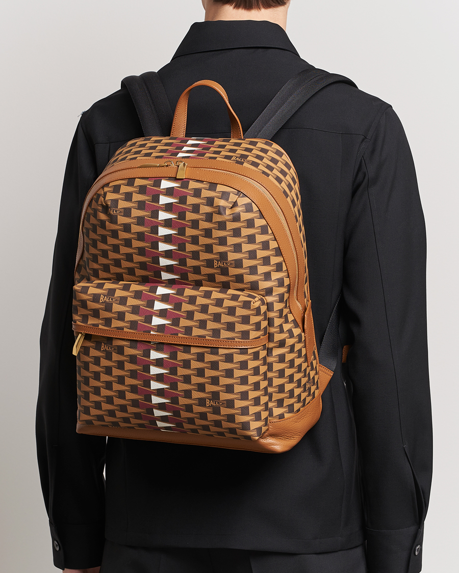 Herre | Tasker | Bally | Pennant Monogram Leather Backpack Brown