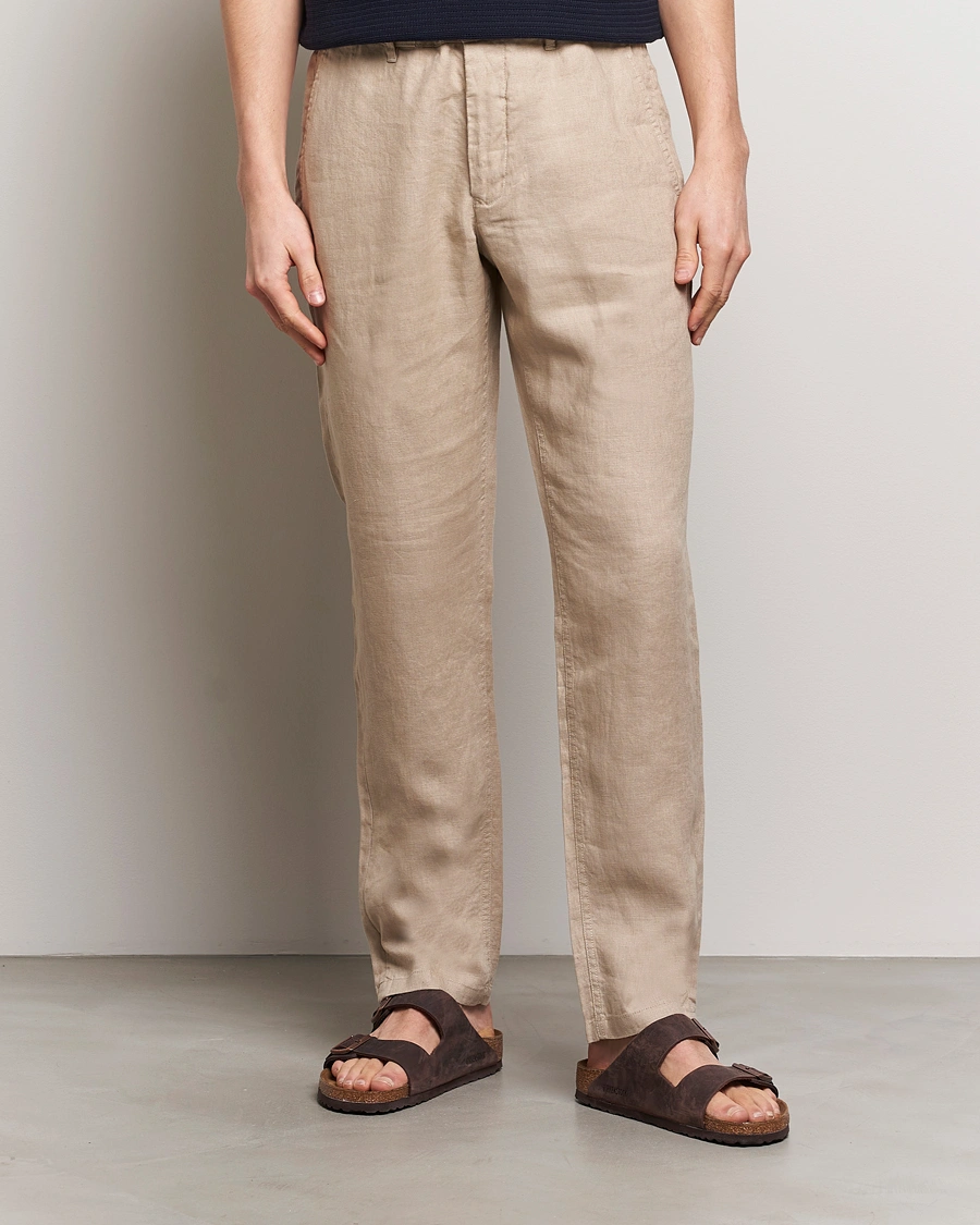 Herre | Tøj | GANT | Relaxed Linen Drawstring Pants Dry Sand