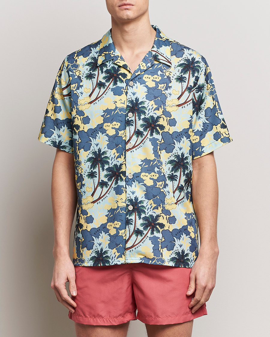 Herre | Tøj | PS Paul Smith | Prined Flower Resort Short Sleeve Shirt Blue