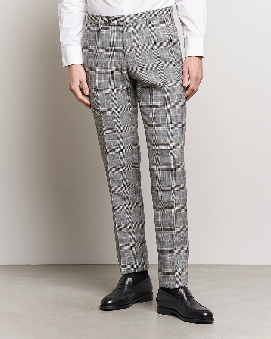 Herre | Italian Department | PT01 | Slim Fit Glencheck Trousers Grey/Blue