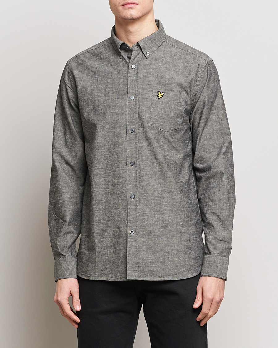 Herre | Tøj | Lyle & Scott | Linen Button Down Shirt Grey Melange