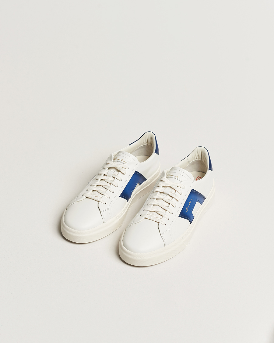 Herre | Santoni | Santoni | Double Buckle Sneakers White/Navy