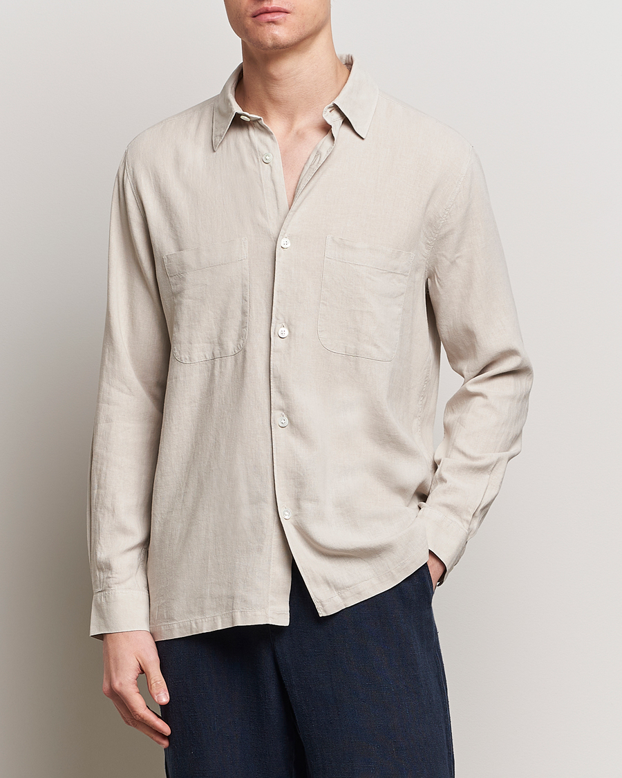 Herre | Nyheder | A Day's March | Balain Linen/Viscose Shirt Dove