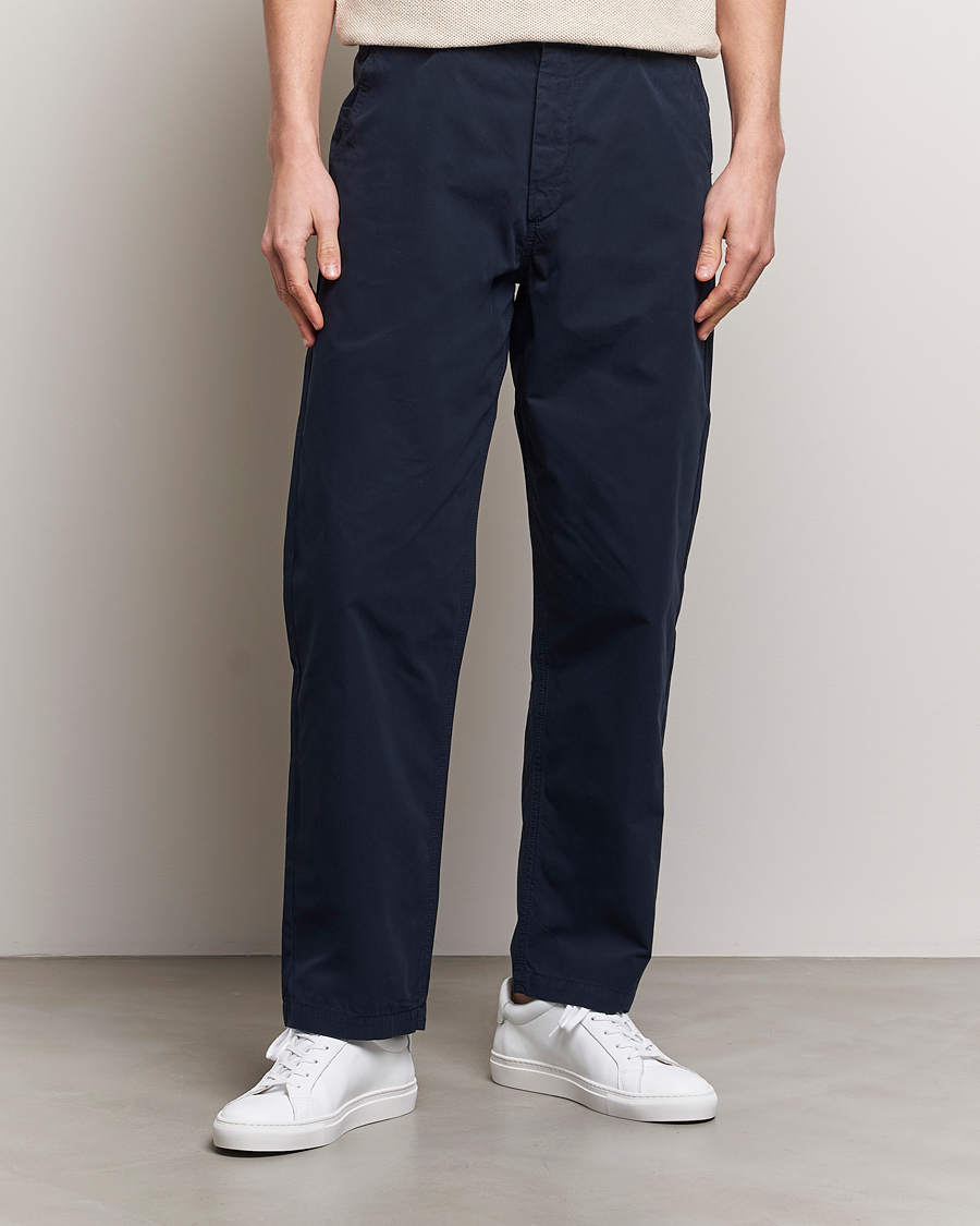 Herre | Tøj | A Day's March | Redwood Light Cotton Trousers Navy