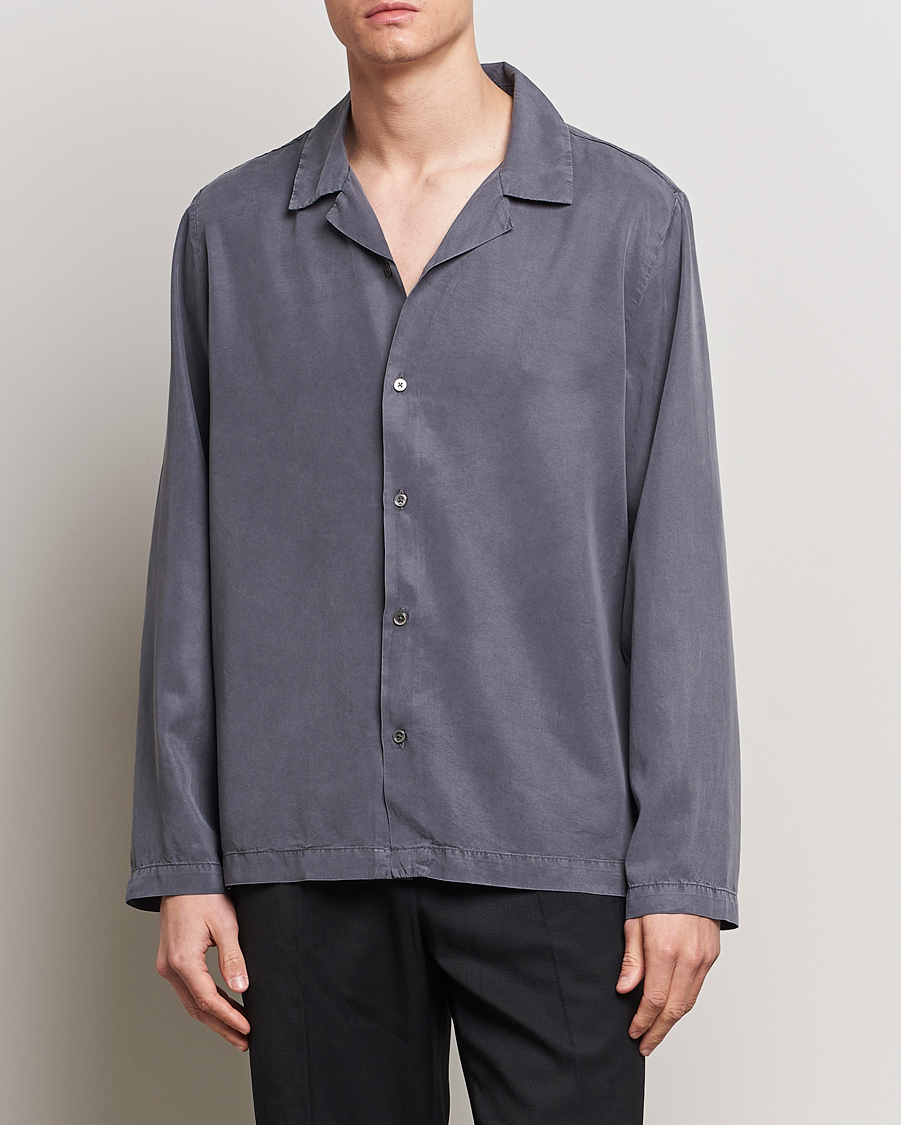 Herre | Nyheder | A Day's March | Chase Camp Collar Lyocell Shirt Dark Grey